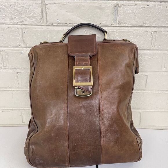 Vintage Leather Front Buckle Backpack - Picture 1 of 7